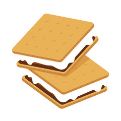 Chocolate bar and graham crackers. S'more graham cracker, chocolate, and marshmallow.