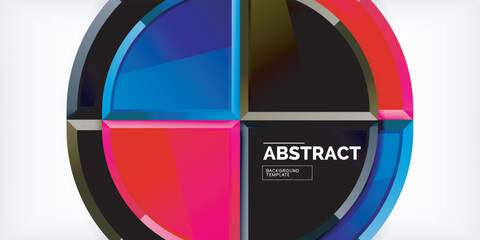 Obraz premium Abstract background - circles and round triangles with 3d effect. Vector Illustration For Wallpaper, Banner, Background, Card, Book Illustration, landing page