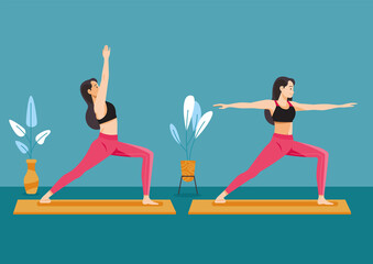 Fototapeta premium Woman practice yoga in warrior pose