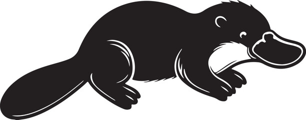 platypus silhouette design vector art illustration