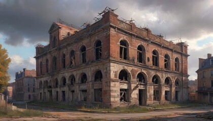 Fototapeta premium An evocative image of an abandoned building being restored, representing the resurrection of history and the power of revitalization, Generative AI