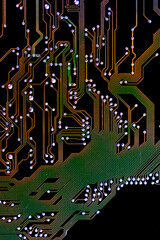 Background with a printed circuit board. The concept of modern technologies.