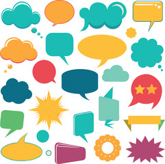 set of colorful speech bubbles