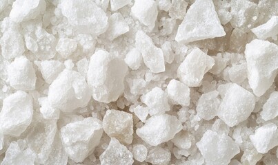 Crystal sea salt presented as a background, featuring white marine rock salt viewed from the top, Generative AI
