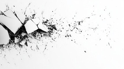 Fototapeta premium A powerful force shatters a wall creating a chaotic explosion of debris