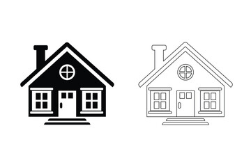 Home icon set silhouette vector Art & Illustration.