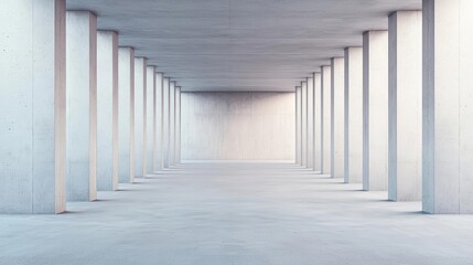 Modern open space with geometric walls, smooth concrete textures, futuristic design, natural lighting