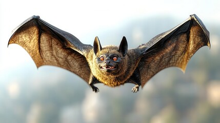 Fototapeta premium A bat in flight with its wings spread wide