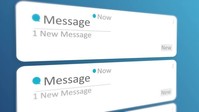 New Message Notification on Mobile Phone Design Animation with Multiple Message Bubble Pop-up on Screen.