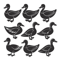 Goose line art illustration set ideas