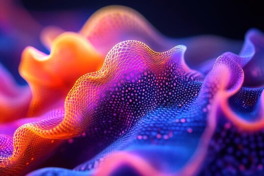 Abstract fractal designs with neon colors, futuristic, vibrant hues, 3D rendering