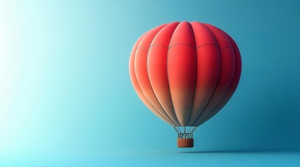 Obraz premium A vibrant red hot air balloon floats against a serene sky
