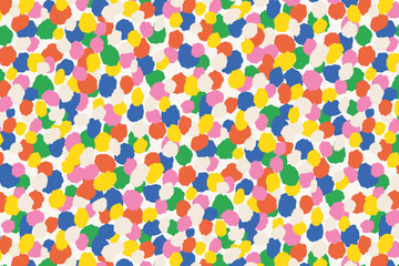 Modern polka dots seamless pattern. Creative colorful chaos of abstract shapes, cute childish circle print of different sizes wrapping paper textile. Vector texture