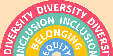 DEIB letters sign. Diversity, equity, inclusion and belonging color illustration art letters background