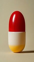 Fototapeta premium A large red and yellow capsule isolated on a white background