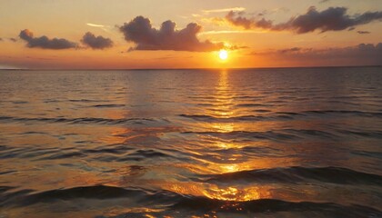 Obraz premium A captivating view of the Texas coastline at sunset, where the sun dips below the horizon, casting golden reflections on the water, Generative AI