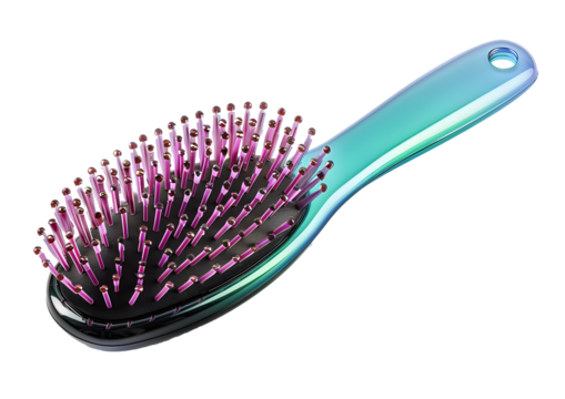 Plastic hairbrush isolated on transparent background - Powered by Adobe