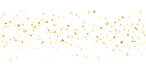 Gold stars vector background, sparkling Christmas confetti falling isolated. Shining flying golden stars glitter backdrop, sparkle border