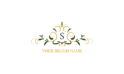 Exclusive color monogram with initial letter S. Vector illustration of company brand, emblem for restaurant, royalty, boutique
