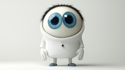 Obraz premium A whimsical cartoon creature with large blue eyes and a white outfit