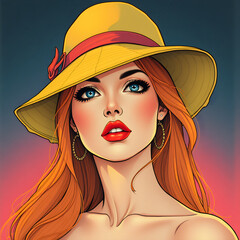 portrait of beautiful gorgeous woman, drawing, illustration