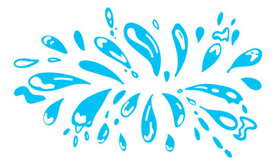 Obraz premium A minimalist vector banner featuring blue liquid splashes radiating from the center on a white background, ideal for dynamic designs or clean, modern compositions