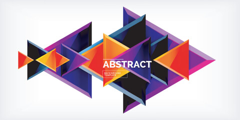 Abstract background - colorful triangles with 3d effect. Vector Illustration For Wallpaper, Banner, Background, Card, Book Illustration, landing page