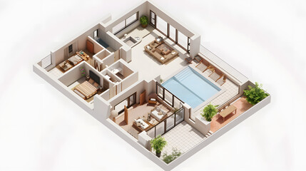 Fototapeta premium FloorPlan Icon Architectural Design 3D