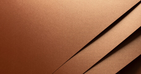Copper metallic texture with layered folds and a reflective surface. Diagonal geometric lines...