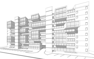 Modern architecture building 3d illustration