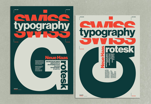 Creative Swiss Poster Design Layout with Bold Font Elements