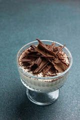 Delicious chocolate tiramisu. Close up