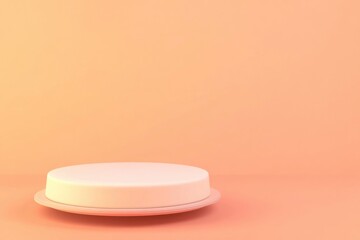 Minimalist Empty Cake Platter on Soft Peach Background | Design for Print, Poster, Menu