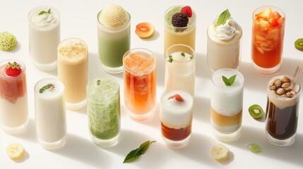 Refreshing Varieties of Colorful Beverages in Glasses