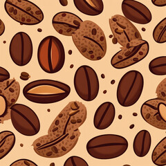 Obraz premium coffee bean illustration pattern background