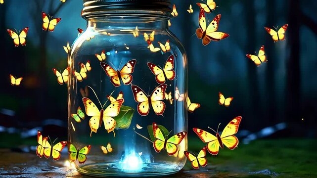 Butterflies in a jar and Fireflies in a jar