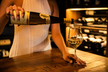wine, white wine, wine bar, restaurant, pouring wine, wine pour, wine cellar, alcohol, drink,...