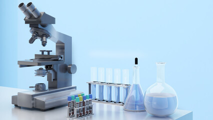 The research studies blood samples,human blood test to know physical health information,blood research microscope background image,3d rendering