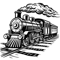steam train locomotive silhouette Vector 