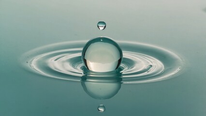 Minimalistic Top View of a Water Drop Centered in the Frame