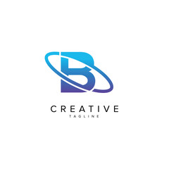 Modern Letter B and Planet Logo Design. Initial Vector Template.
