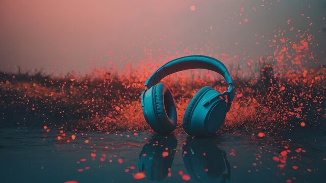reative Image of Headphones with Copy Space for Promotions