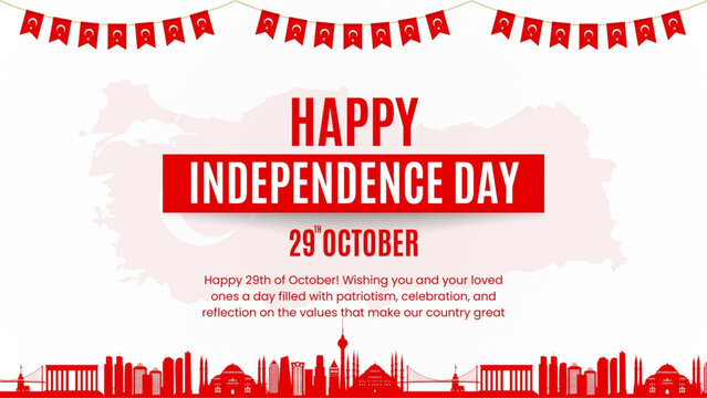 Date calendar 29th october 2024 happy Turkey independence day logo symbol icon flat stock vector design. October 29th Ekim. 29 Ekim Cumhuriyetimiz 101 yaşında. 29 de octubre 2024. Turkey republic day.