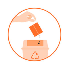recycle bin hand throwing paper icon vector eps 