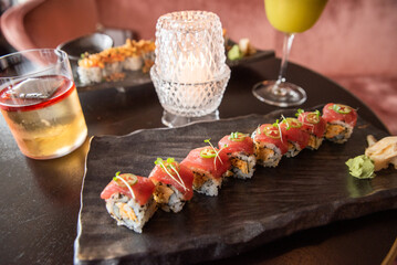 sushi, meal, food, sushi bar, cocktail bar, Japanese, Japanese food, rice, restaurant, fresh, salmon, cuisine, appetizer, dinner