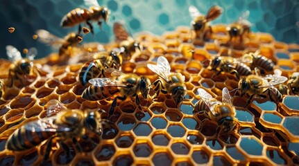 Abstract Geometric Honeycomb Composition with Bees