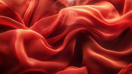 Fototapeta premium Elegant red silk fabric texture with delicate smoke waves