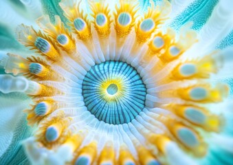 Fototapeta premium A coral polyp displays stunning details and vivid colors, highlighting the beauty of underwater ecosystems in a vibrant marine environment