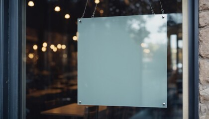 mockup on the door of a cafe or shop window, public place, ai generated, ai
