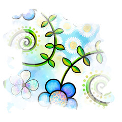 Blue Floral Collage Page Splash